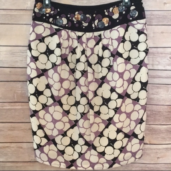 Anthro Floreat Silk Embroidered Beaded Sequin Bubbles Skirt - Picture 5 of 10